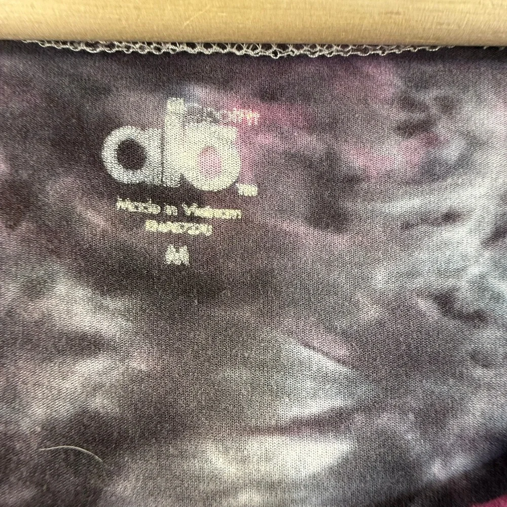 Alo Yoga Pink Black Tie Dye Long Sleeve Scoop Neck Activewear Top Medium